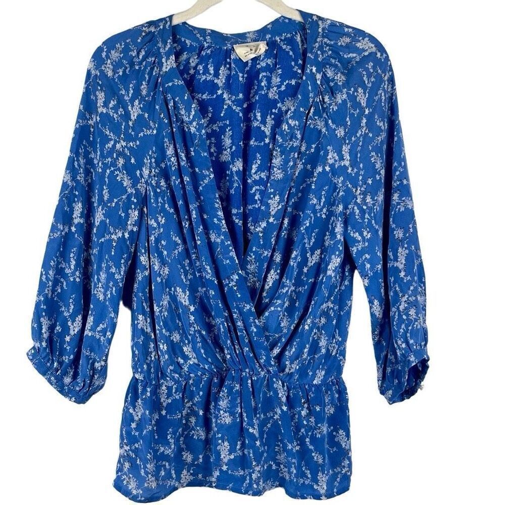 Pins and Needles 100% Silk Floral Wrap Blouse Long Sleeve Medium